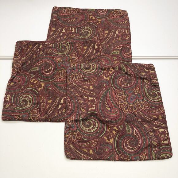 Lauren Ralph Lauren Other - Lauren Ralph Lauren 3pc Paisley Throw Pillow Shame Cotton 17x17 Red